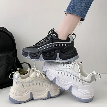 Femei Pantofi de Sport 2021 Primăvara și Toamna Noi cu Talpi Groase Împletit Plasă de Mari Dimensiuni Adidasi Femei