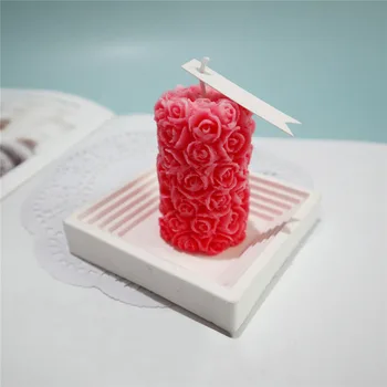 3D Rose Floare Cilindru Silicon Matrite lumanari DIY Sapun Matrite Formă de Lumânare de a Face Instrumente de Rasina de Artizanat Fondant Tort de Decorare Mucegai