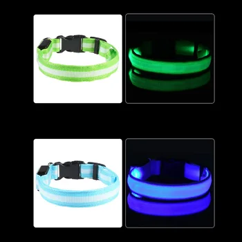 Lumina LED-uri Guler pentru animale de Companie 2.0 cm cu Dungi Colorate Reglabil Guler de Câine S/M/L