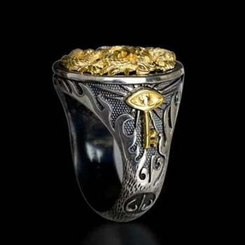 2021 nou placat cu aur de două-inel de culoare, dominator, creativ gura, Longzhu inel, Hualong negru strălucitor din Asia de bijuterii de aur