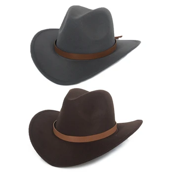 Franjuri Centura De Vest Cowboy Pălărie Jazz Pălărie De Lână Pălărie Pălărie De Fetru Bărbați Femei Occidentale Pălării De Cowboy Margine Largă Palarie De Soare Panama Capace