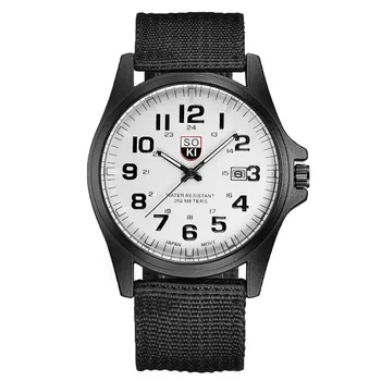 Ceasuri 2021 moderne SOKI Moda pentru Bărbați Ceas Militar Țesute Curea de Nailon Calendar ceasuri Cuarț mens