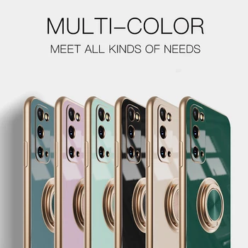 De Lux Magnetic Kickstand La Șocuri Caz De Telefon Pentru Samsung S20 S21 Plus Ultra Nota 20 Caz Deget Inelul Moale Placare Capacul Din Spate