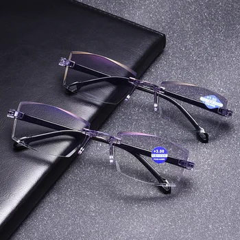 Moda Nou Anti-Blu-ray Ochelari de Citit, Diamond Cutting Edge Moda Ochelari de Citit, Lumină Dublu Ochelari, Lentile Plate