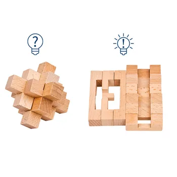 1buc Simplu 3D Puzzle din Lemn Jucării Joc Kongming Blocare Cub jocuri de Inteligență Jucărie de Învățământ pentru Copii pentru Adulti Kit de Construcție Bloc Model