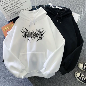 Negru Grunge Supradimensionate Hanorace Gotic Streetwear pentru Fete Goth Tricou Femei Cordon Termic Pulover Sport Doamnelor