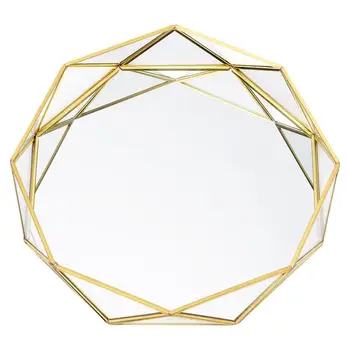 Ins Nordic Aur Western Desert Tort Plăci Geometrice Rotunde Placă De Sticlă Cosmetice Bijuterii Tava De Stocare A Decor Acasă Consumabile