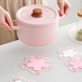 Cherry Blossom Coaster Biroul De Acasă Anti-Derapare Ceașcă De Ceai Cu Lapte Cana De Cafea Pad Izolare Termică Tacamuri Oală Tabelul Mat Ustensilă De Bucătărie