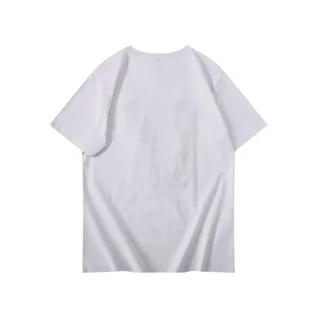 2021 Nou Casual din Bumbac pentru Bărbați T-shirt Urs de Imprimare Broderie Vrac Supradimensionat Tricou Cuplu Strada de Vară Scurt Maneca Tee Topuri