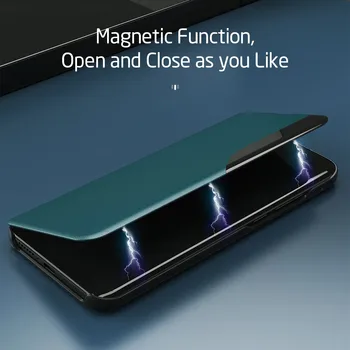 Piele Smart View Fereastra Capace Flip pentru Samsung Galaxy A02s A12 A32 A42 A52 A72 5G 12 32 42 52 5G Caz Suport Magnetic Coque