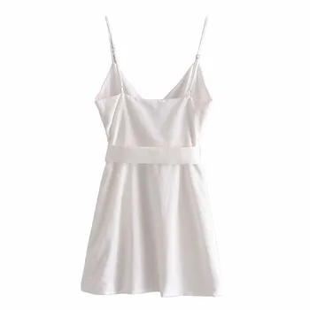 2021 ZA Vara femei sexy backless suspensor fusta neregulate fusta curea rochie albă RA 4661115 4661/115