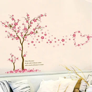 Vii Înflorit Floare de Prune Copac Autocolante de Perete Pentru Magazin, Birou Casa de Decorare 3d Diy Planta de Perete de Artă Murală Acasă Decalcomanii