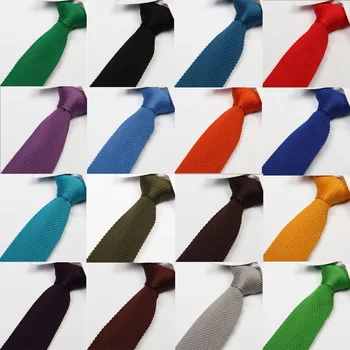 Fierbinte Vândut Noua Moda pentru Bărbați de Culoare Cravată Tricot Tricot Leagă Cravata de Culoare Solidă Ingusta Slim Skinny Țesute Simplu Cravata Ingusta Cravata