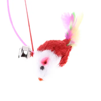 5pcs Dangler Bagheta Elastică Jucării Pisica Simulare Mouse Câini Teaser Pană Tijă de Formare Elastica cu Clopotel Consumabile pentru animale de Companie