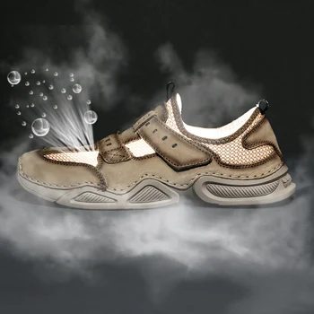 Brand Barbati Pantofi de Vara din Piele Barbati Casual Pantofi ochiurilor de Plasă Respirabil Piele de Lux pentru Bărbați Teniși Bărbați Mocasini Exterior