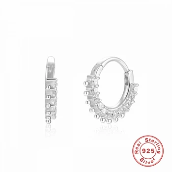 Aide Real Argint 925 Geometrice Minimaliste Deschide Rotund CZ Hoop Cercei pentru Femei Teen Cadou Bijuterii Fine Accesorii