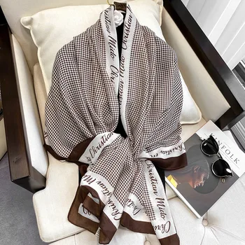 Noul Brand Scrisoare de Imprimare Femei de Lux Eșarfă Șal Plajă Lenjerie de pat din Bumbac Doamna Eșarfe de Moda Folie Hijab toba Moale Pashmina Turban