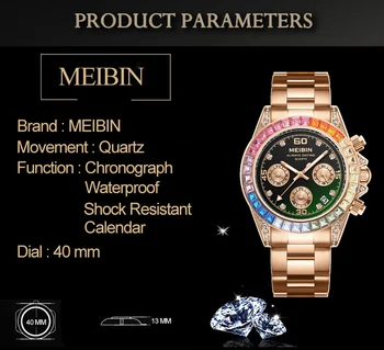 MEIBIN Cronograf Ceasuri Barbati 2021 Uri de Lux, Multi-Funcțional Curcubeu Cerc Ceas de Moda din Oțel Inoxidabil Sport de sex Masculin Ceas