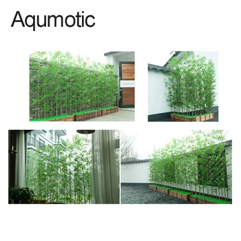 Aqumotic 50cm(1.64 ft) Real Tulpină de Bambus cu Frunze Artificiale de Om Verde Frunze de Simulare Mare de Flori în aer liber, Cameră de Partiție