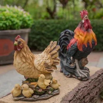 Pastorală De Simulare De Animale Rășină De Pui Mare Găină Ornament De Grădină În Aer Liber Cocoș Figurine Meserii Curte Fermă Decor