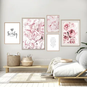 Floare Roz Floare Nordic Postere Si Printuri De Arta Panza Pictura Poze De Perete Pentru Camera De Zi Nu Încadrată
