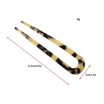 Portabil În Formă De U, Acetat De Agrafe Femei Carapace De Broască Țestoasă Bastoane De Păr Accesorii Leopard Marmură Imprimare Rășină Furca De Păr Instrument De Styling