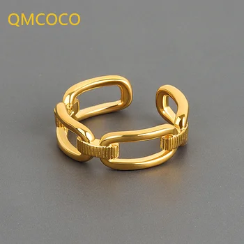 QMCOCO Design Minimalist Lanț de Incuietoare Deschide Inele Pentru Femeie Moda Bijuterii Femeie Petrecere de Nunta Inele de Argint S925