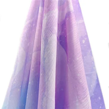 Gradient de Cerul Înstelat de Imprimare Luminoase Încrețită Poliester Gros Tesatura de Sifon DIY Hanfu Costum de Moda Rochie de Fusta Pânză Tesatura
