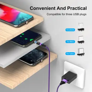 540 Gradul Roating Magnetic Cablu Micro USB de Tip C Cablu de Telefon Pentru iPhone11 Pro XS Max Samsung, Xiaomi, Huawei Cablu USB Cablu
