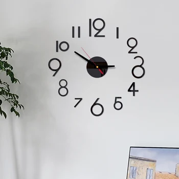 3D DIY Mare Ceas de Perete cu Design Modern Mut Agățat de Perete Acril Oglindă Auto-Adeziv Ceas de Perete Camera de zi de Decorare Acasă