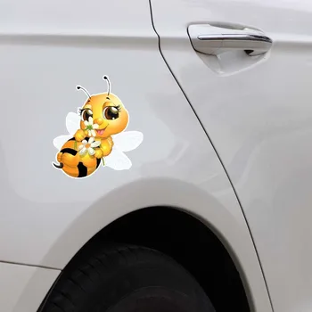 2 buc de Desene animate 3D de Albine Masina Autocolant Amuzant Mic de Albine din PVC Autocolant Auto Decal PVC Auto Styling Detașabil Zero Acoperi Corpul Decor