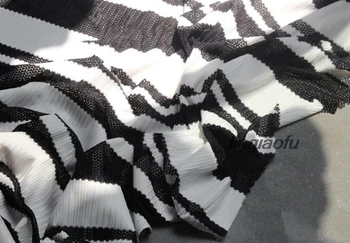 Negru și alb cu dungi țesute tubular textura perspectivă material Elastic mod elegant de fundal tesatura