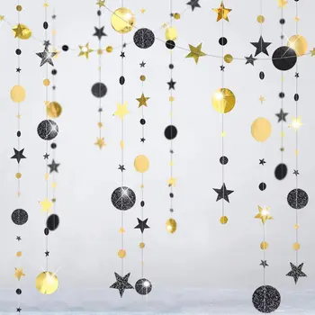 4M Sclipici Hârtie Aur Negru Twinkle Little Star Cerc Petrecere Ghirlande Streamer Banner pentru Absolvire Copil de Dus Decoratiuni