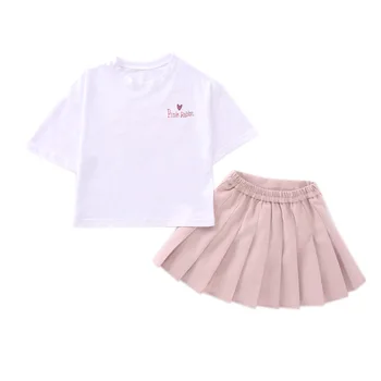 2021 vară copil Fete pentru Copii Haine de adolescent iepure roz tricou + pantaloni scurți cald JK fusta plisata Copilul 4 5 6 7 8 9 10 11 12 ani