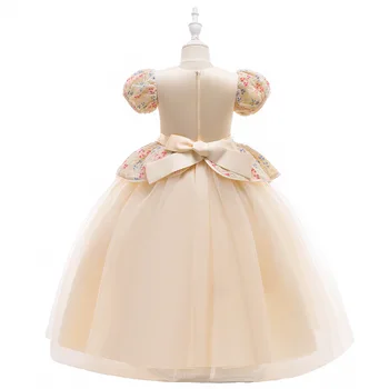 Copiii de vară Rochie de Printesa pentru 3 - 10 Ani, Fete Perle Brodate Dantelă Rochie Eleganta Puff Sleeve Dress Boutique Partid Rochie