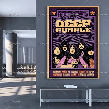 Deep Purple 1972 Concert Poster ,Muzica Retro Poster Acasă Minimalism Dormitor Decor Panza Pictura Arta De Perete Decor Acasă