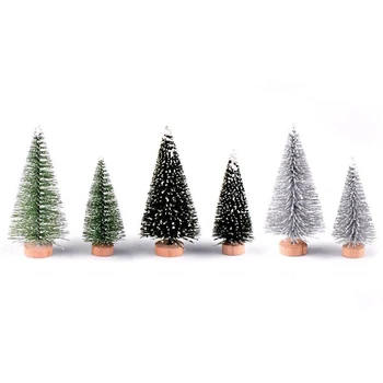 Pom De Crăciun Artificial Figurina Sisal Mătase Cedru Pin Mini Miniatură Micro Peisaj De Crăciun Anul Nou Fairy Garden Decor