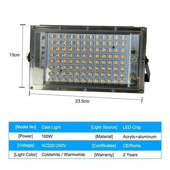 100W Inundații Led Lumină RGB AC 220V 230V 240V în aer liber Lumina Reflectoarelor rezistent la apa IP65 LED Lampă de Stradă se Concentreze Peisaj de Iluminat