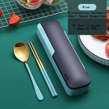 Creativ Portabil Dezinfectie cu UV Tacamuri Cutie de 304 din Oțel Inoxidabil Alimentar Betisoarele Set de Lingura de Stocare