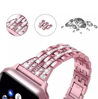 De lux diamant Brățară din Oțel Inoxidabil trupa pentru apple watch seria 1 2 3 42mm 38mm Bratara curea pentru iwatch SE 6 5 4 40mm 44mm