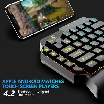 ZIYOU LANG Tastatură de Gaming cu O singură mână Tastatura All-In-One Keyboard Bluetooth Built-in Controler de Joc pentru PUBG Android IOS MTK