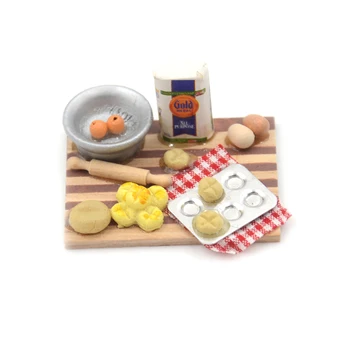 1:12 Păpuși ouă Alimentare Bucatarie in Miniatura Lapte Pâine Pe Bord Mini Mobilier Model de Patiserie Stația de Jucărie Decor
