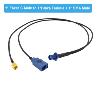 Albastru Fakra C de sex Masculin pentru a 1xFakra de sex Feminin C &1X SMA Male Unghi Drept Plug Tip Y Splitter Cablu de Navigatie Antena GPS Cablu prelungitor