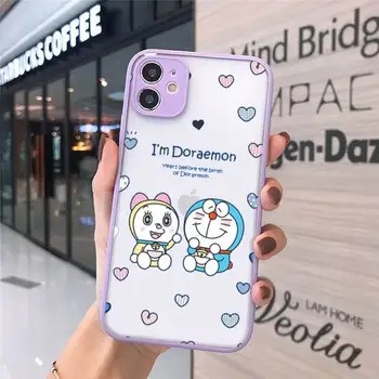 Desene animate drăguț Doraemon pisică Robot Caz de Telefon mat transparent Pentru iphone 7 8 11 12 plus mini x xs xr pro max acoperi
