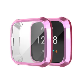 TPU moale Galvanizat Caz de Protecție pentru Fitbit-Versa Lite Ceas Ecran Protector de Acoperire pentru Fitbit-Versa Lite Ceas Inteligent