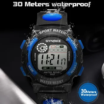 Bărbați ceas sport multi-funcția de rezistent la apa 30M colorat luminos ceas electronic digital cu LED-uri cu dublă acțiune ceas relogio W*
