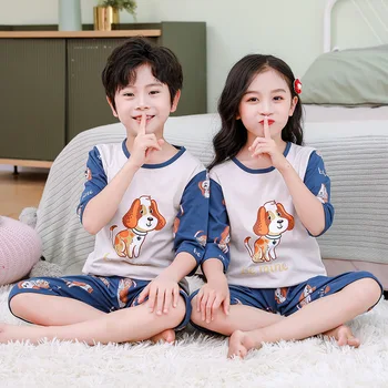 Băieți Fete Pijamale de Vară 2021 Maneca Lunga Îmbrăcăminte pentru Copii Pijamale de Bumbac Poplin Pijama Seturi Pentru Copii 6 8 10 12 14 Ani