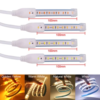 220V LED Strip Lumina Super-Luminos 2835 Flexibile Banda LED 120Leds/m, rezistent la apa Panglică 10cm Cuttable Natural 4500K Alb Cald de Aur