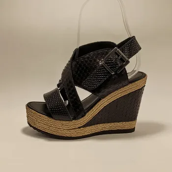 Femei Sandale Cu Platforma-Negru Albastru Bej Culoare De Primăvară-Vară Papuci Noua Moda Confortabil Alunecare Pe Piele Pantofi De Plaja