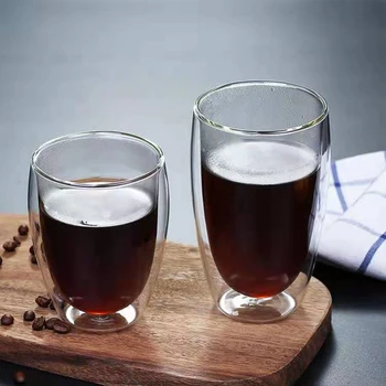 Rezistente La Căldură Cupe De Sticlă Borosilicată Pahare De Vin Perete Dublu Fund Manual Bere Cafea Espresso Set Cana Whisky Drinkware